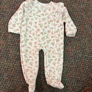 Shabby Chic White and Pink Footies  0-3m